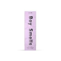 Purple packaging of 'Boy Smells' body mist on a white background